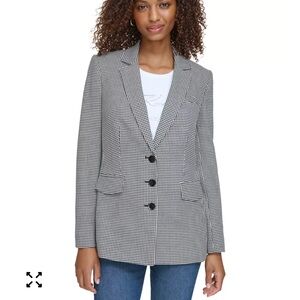 Karl Lagerfeld Black and White Houndstooth Blazer